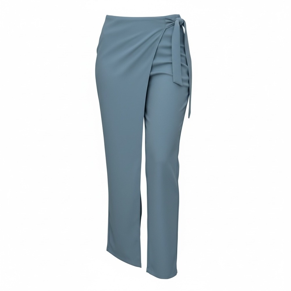 Halara Wide Leg Wrap Pants Dusty Blue High Waisted Side Tie Small